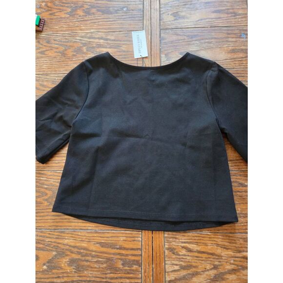 NWT Ripley Rader Black Ponte Knit Short Sleeve Top sz 2 (Small) - Picture 5 of 5